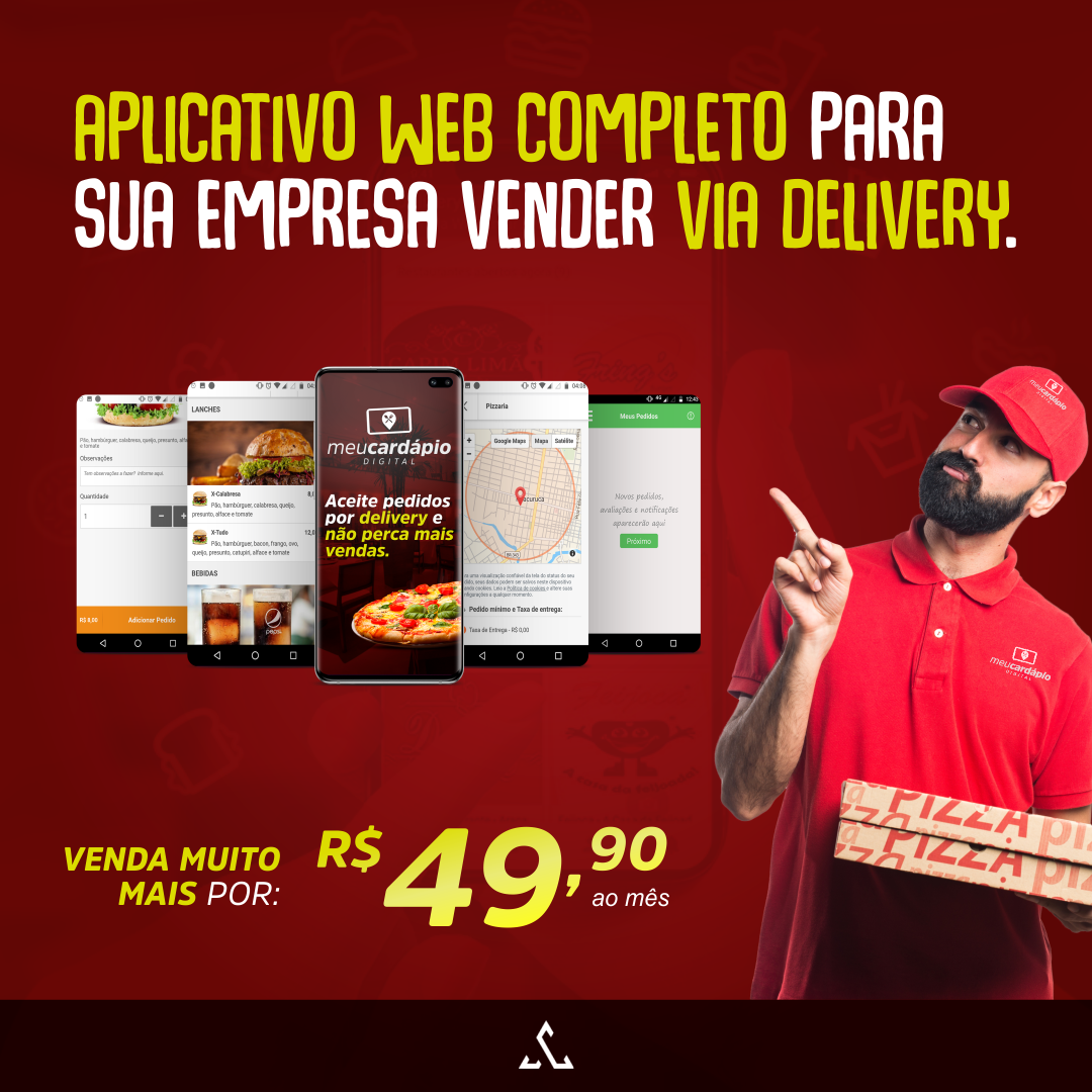 Receba Pedidos Delivery WebApp Gestão Completa P/ Pizzaria Hamburgueria Restaurante